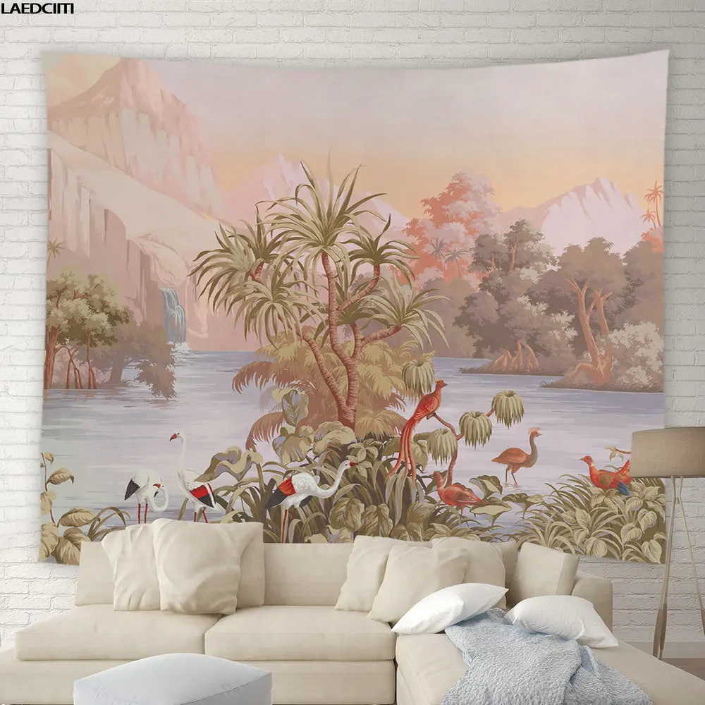 Семейная греческая статуя тропические джунгли зеленые растения Цветочные лозы