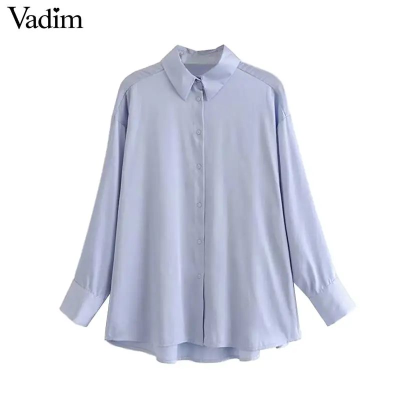 Vadim Женская негабаритная офисная одежда Базовая Блузка длинный рукав отложной