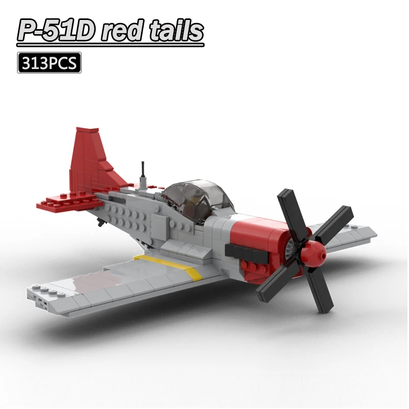 

Военное оружие WW2, американский пропеллер, боец, боец с красными хвостами, MOC, строительные блоки, самолет, самодельные кирпичи, игрушки для м...