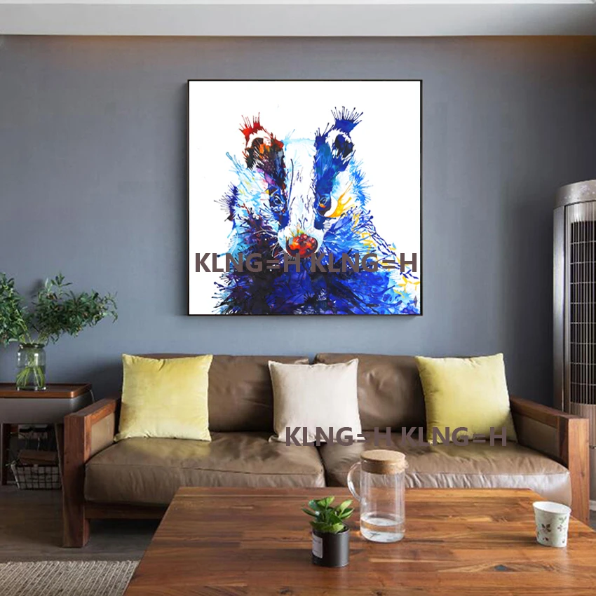 

New samples of hand-painted oil painting quality of lovely and naughty dog abstract decorate children room and hall large murals