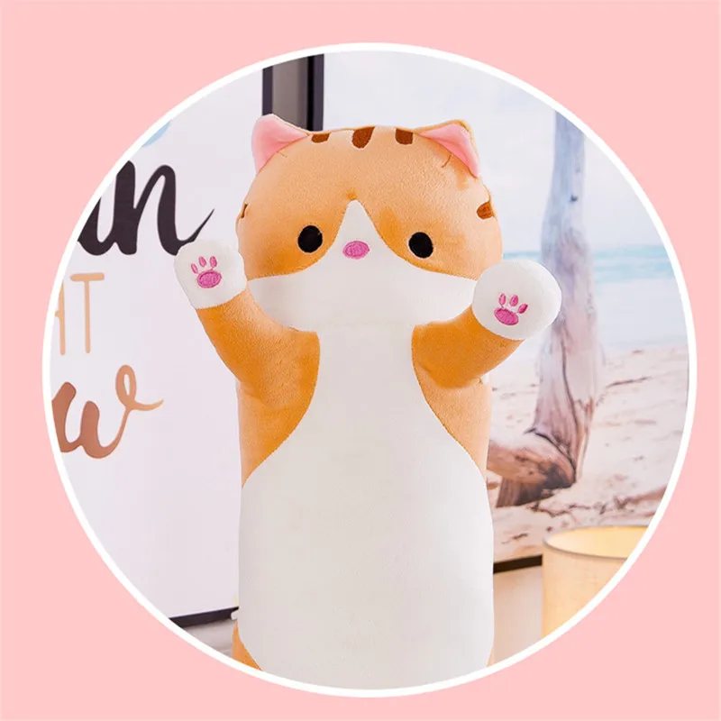 

Cute Plush Long Cat Pillow Soft Cotton Doll Toy Office Lunch Sleeping Pillow Christmas Toys Girls Birthday Gifts
