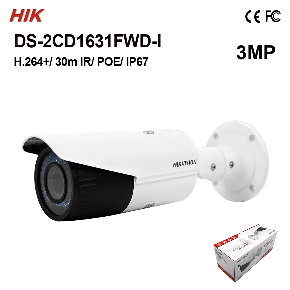 DS-2CD1631FWD-I,, Hik 3MP, цилиндрическая камера, ручная, с переменным фокусным расстоянием, аналогичная DS-2CD2635F-I, ip-камера безопасности, 30 м, IR