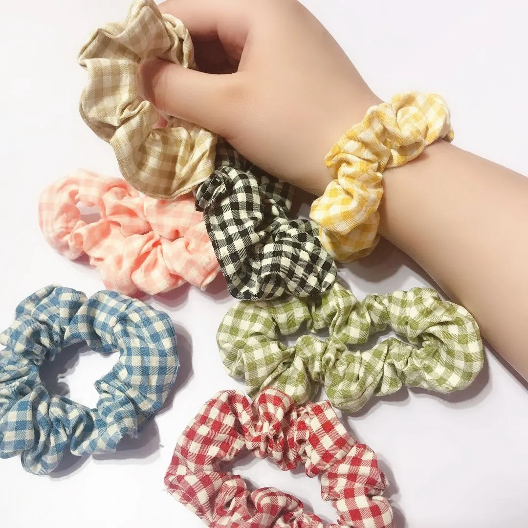 

Plaid Scrunchie Hairband for Women Girls Elastic Hair Rubber Bands Hair Accessories Headband Gum Hair Tie Rope Ponytail Holder