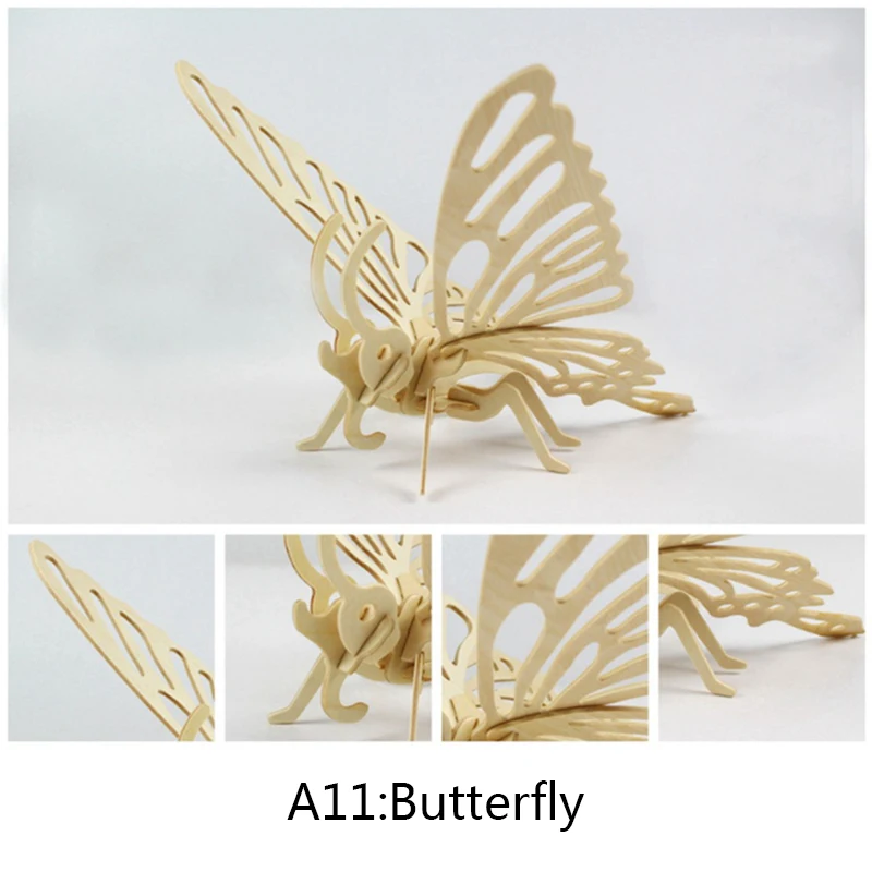 

3D DIY Assembly Construction Jigsaw Puzzle Handmade Wood Lovely Animal Model Kit