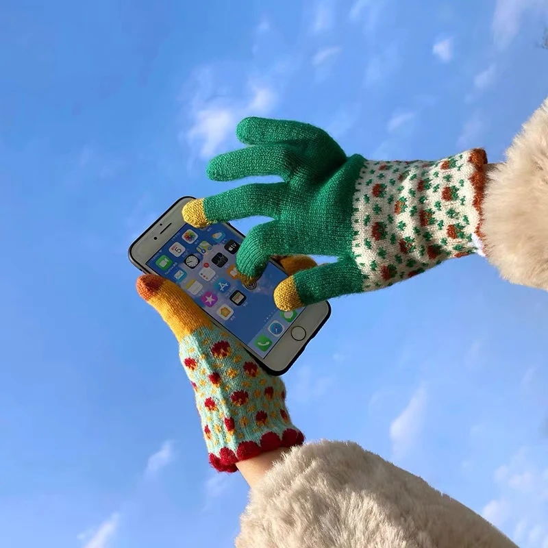 Couple Gloves Winter Female Cute Male Riding Warm Cold Proof Thickened Plush Touch Screen Women's Men's Mittens For | Аксессуары