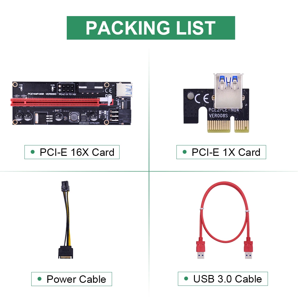 Райзер карта CHIPAL VER009S PCI Express PCIE 1X 16X 1 м 0 6 USB 3 кабель SATA на 6Pin питание для