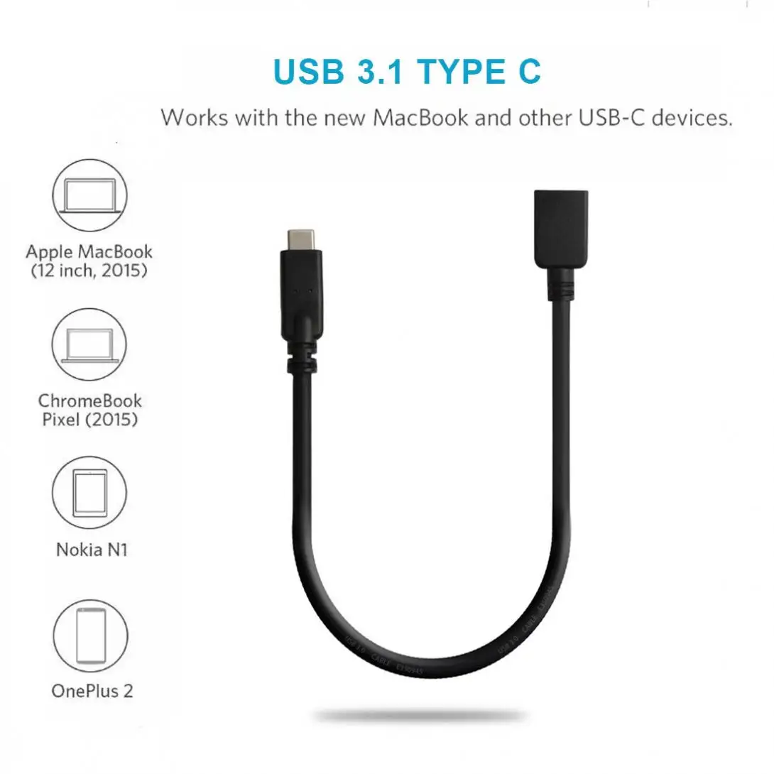 DiGiYes 30 см/1 фут USB 3 1 type C к 0 A Женский кабель для передачи данных быстрая