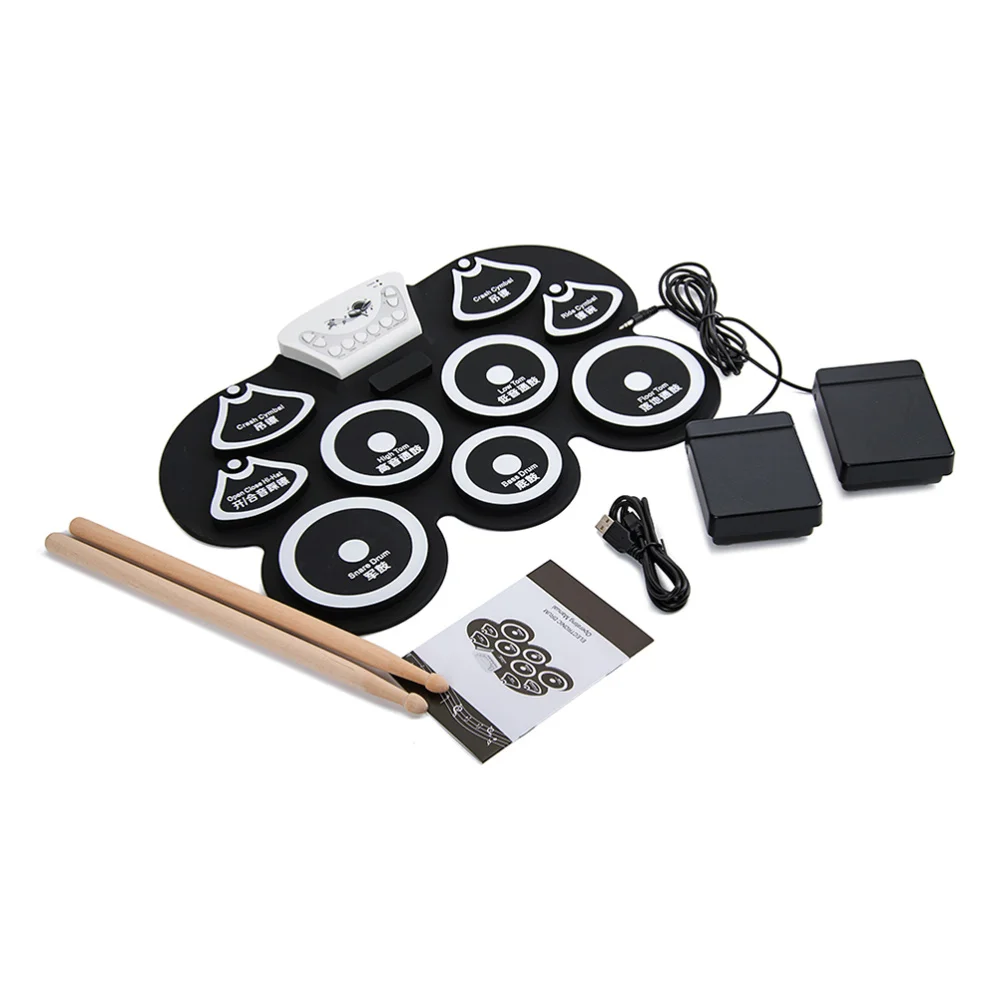 

1 Set G101 Foldable Silicon Electronic Drum W500 Portable Electronic Roll Drum Pad Kit with Stick (Battery Not Included Black