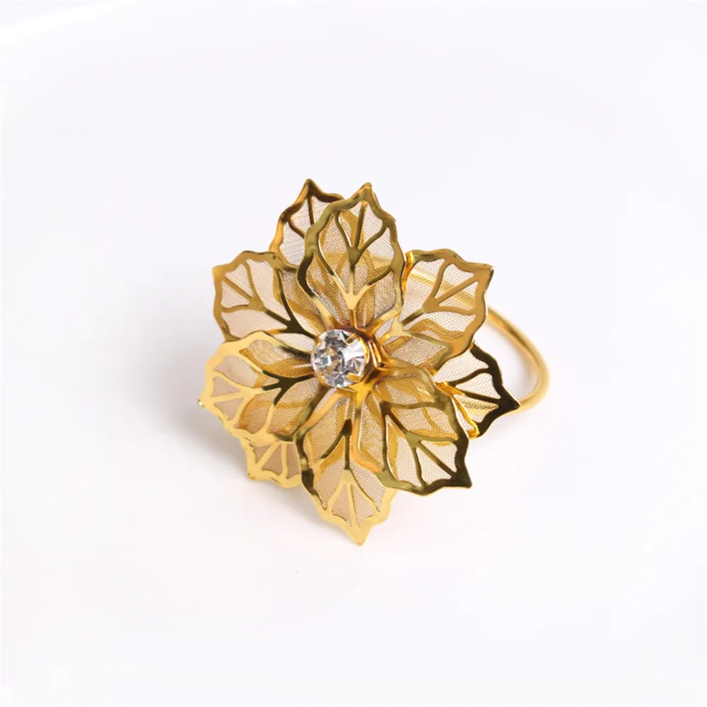 12PCS metal alloy napkin ring gold flower exquisite jewelry | Дом и сад