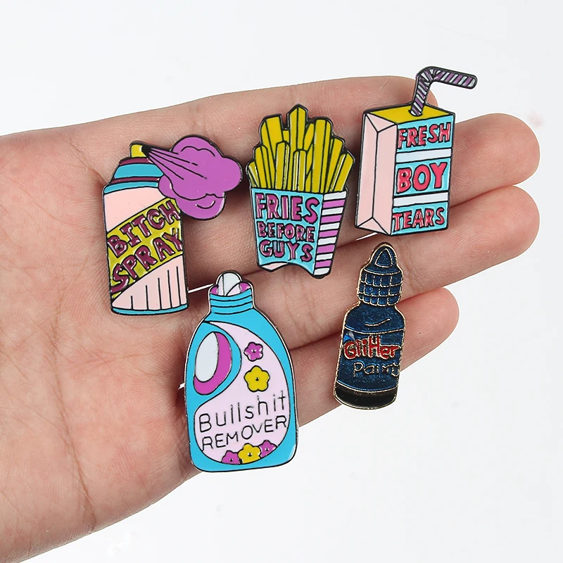 Отталкивающая пуговица фри эмалированная брошь на булавке для моющего средства