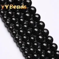 5a quality natural black tourmaline stone round loose gemstones beads for jewelry making diy bracelets accessories 15 4 12mm