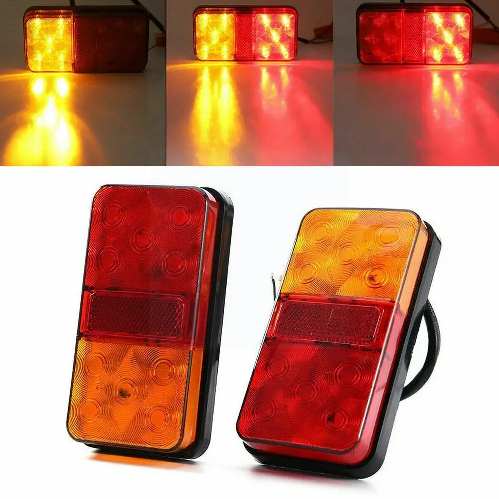 

2Pcs Waterproof 12 Car LED Tail Light Rear Lamps Pair 12V Waterproof For Trailer Parts Car Rear Boat Trailer Truck Lighting Y4J9