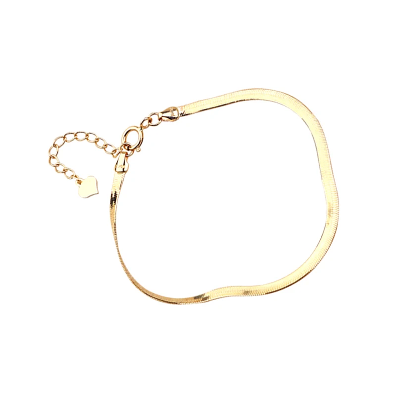 

MADALENA SARARA 18K color gold bracelet Women Flat Snake Chain bracelet Genuine Au750 Extend Chain customized