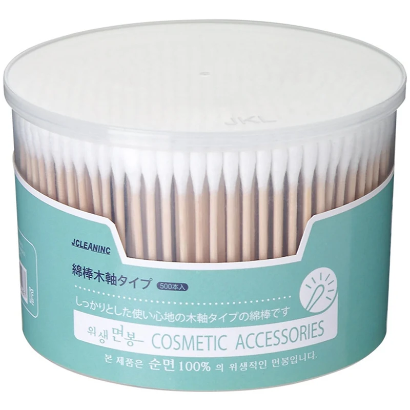 

500Pcs Disposable Double Head Cotton Swabs Bamboo Wood Sticks Make-up Cosmetic Stick Soft Cotton Bud Ears Nose Cleaning Tools