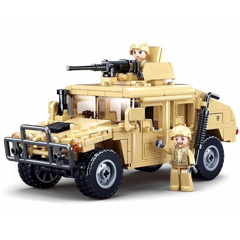 

SLUBAN Hummered Jeeped H1 Military Army Assault Car Vehicle Building Bricks Classic Moc Blocks Soldiers Figures Toys Boys Gift