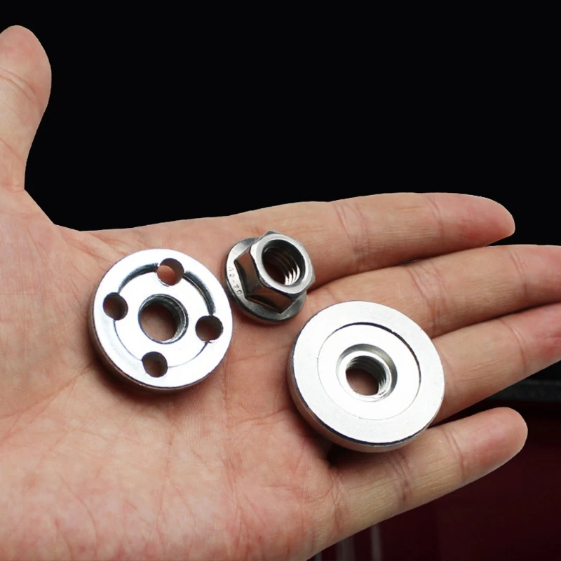 

2Pcs M14 Thread Replacement Angle Grinder Inner Outer Flange Nut Set And wrench Tools For 14mm Spindle Thread Power Steel Tool