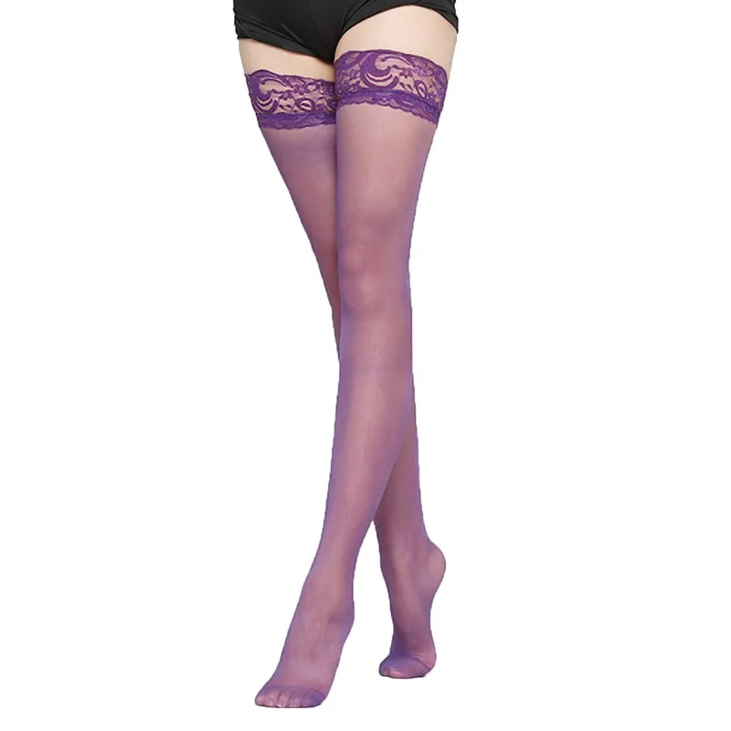 Женские прозрачные сексуальные чулки Чулки выше колена с кружевным верхом
