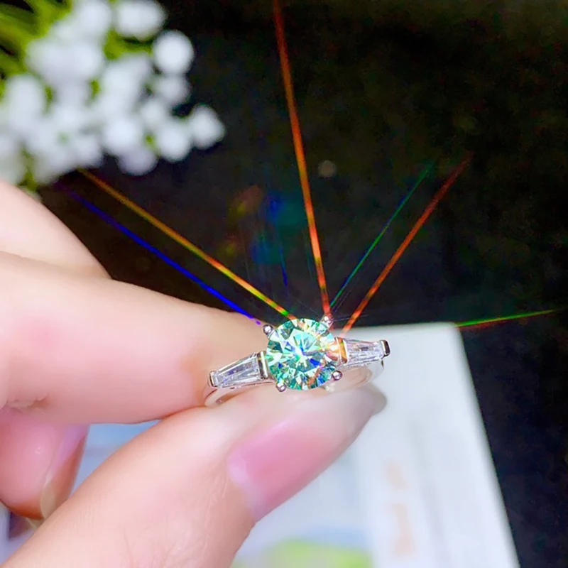 BOEYCJR 925 серебро 1ct/2ct синий цвет Муассанит VVS обручальное свадебное кольцо с