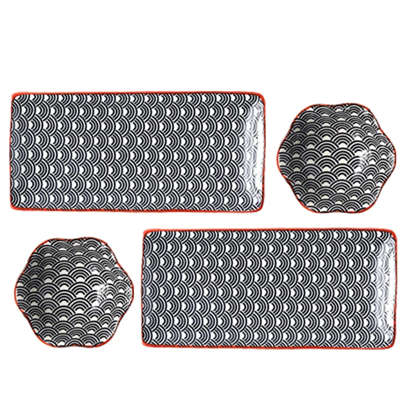 4 шт./набор керамические тарелки для суши в японском стиле|Блюдца и тарелки| |