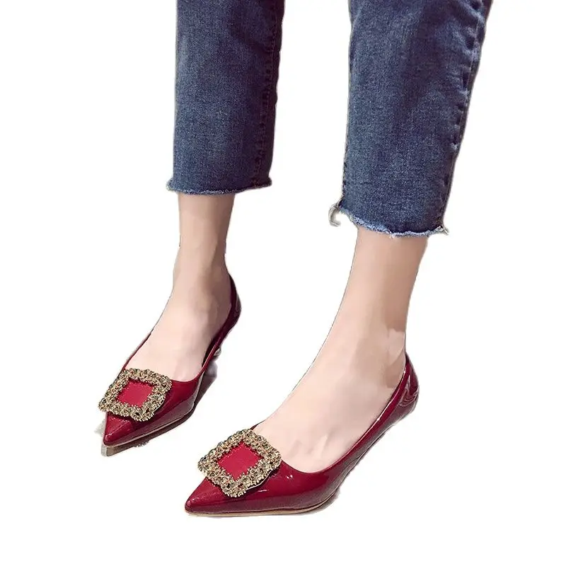 

Новое поступление 2021, модные популярные женские туфли на весну и осень, Универсальные женские удобные повседневные туфли с острым носком на...