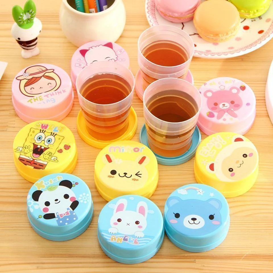 

120ML Portable Outdoor Handcup Folding Cute Cups BPA FREE Food Grade Water Cup Travel Silicone Retractable Coloured