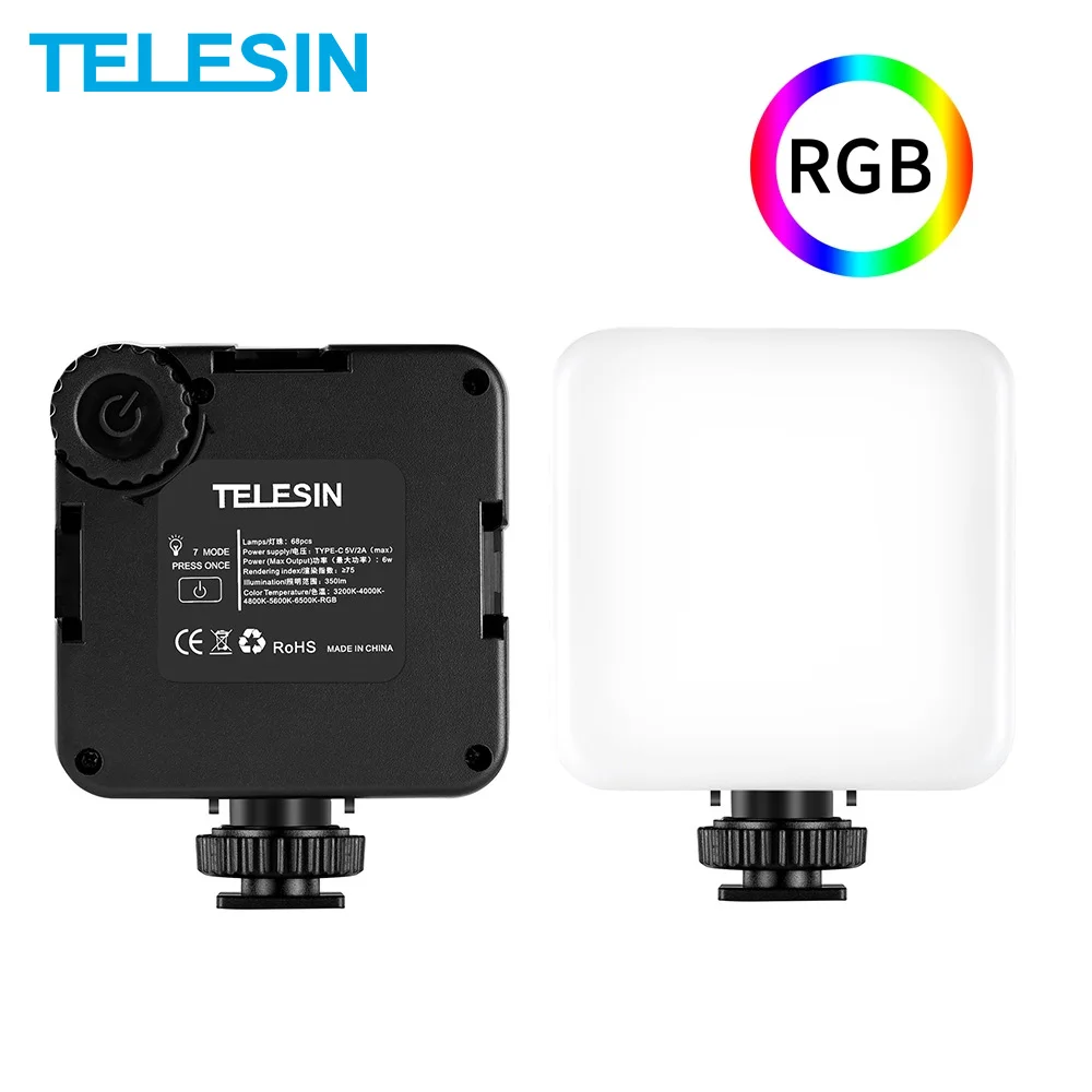 

TELESIN Mini RGB LED Video Light 2000mAh Portable Pocket Photographic Lighting Vlog Fill Light Smartphone DSLR SLR Lamp