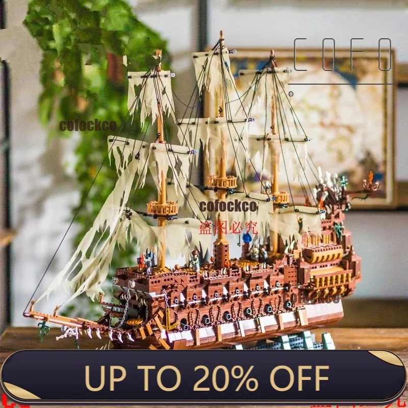 

16016 Flyings The Nether Lands Set Pirate Ship MOC Pirates of the Boat Building Blocks Bricks Model Boat