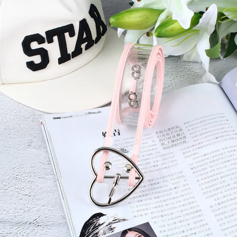 Ремень резиновый женский прозрачный длинный пояс с регулируемой талией пряжкой