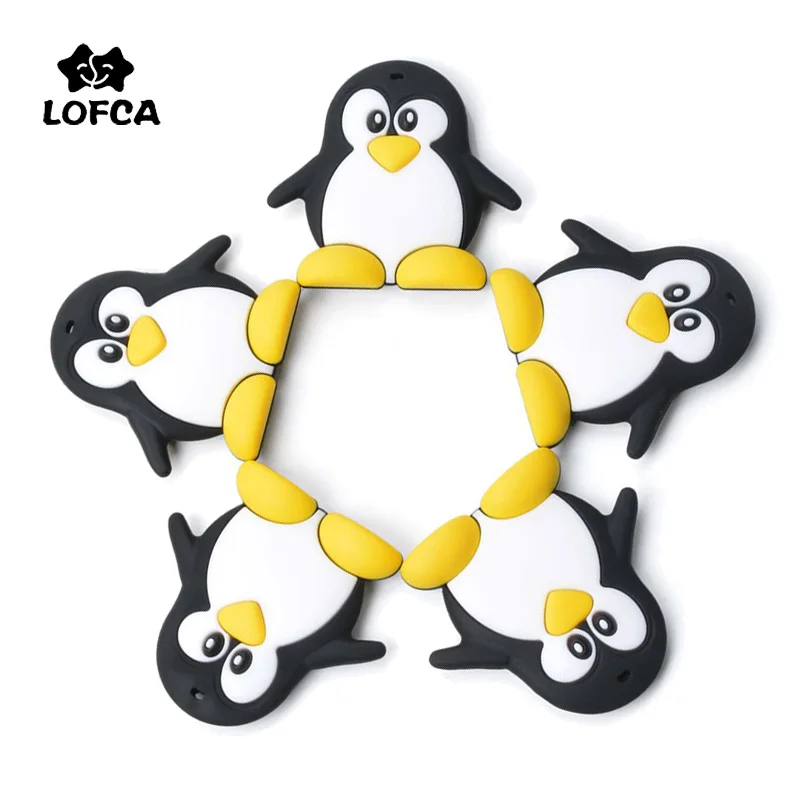 LOFCA-mordedor de ping&uuml;ino de silicona para beb&eacute;, juguete de dentici&oacute;n de grado alimenticio, sin BPA, DIY, colgante, collar, fabricaci&oacute;n de regalo, 1 ud.-0
