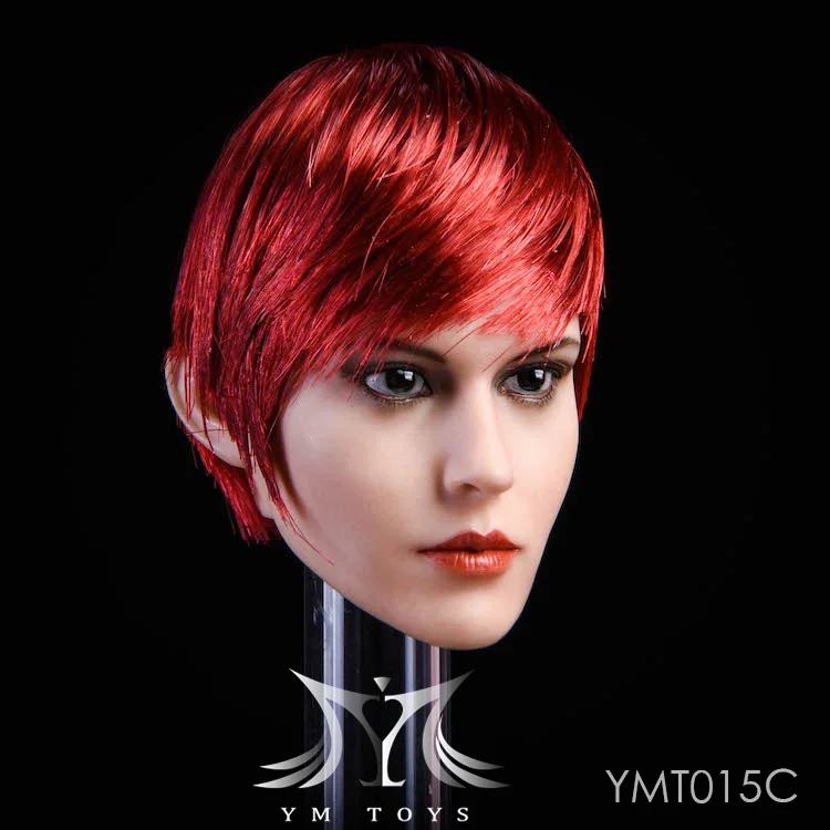 Модель женщины-солдата 1/6 года голова с короткими волосами красная/черная/белая