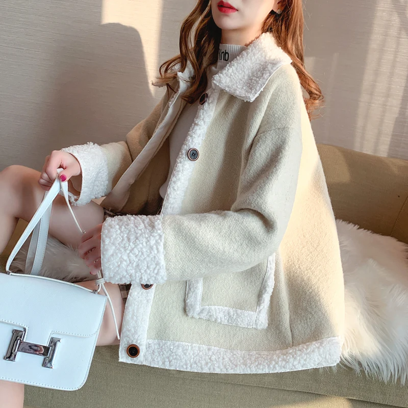 

Online Celebrity New Year Sweater Coat WOMEN'S Cardigan Lambs Wool Joint Loose-Fit Korean-style Thick Spring Clothing 2021 New