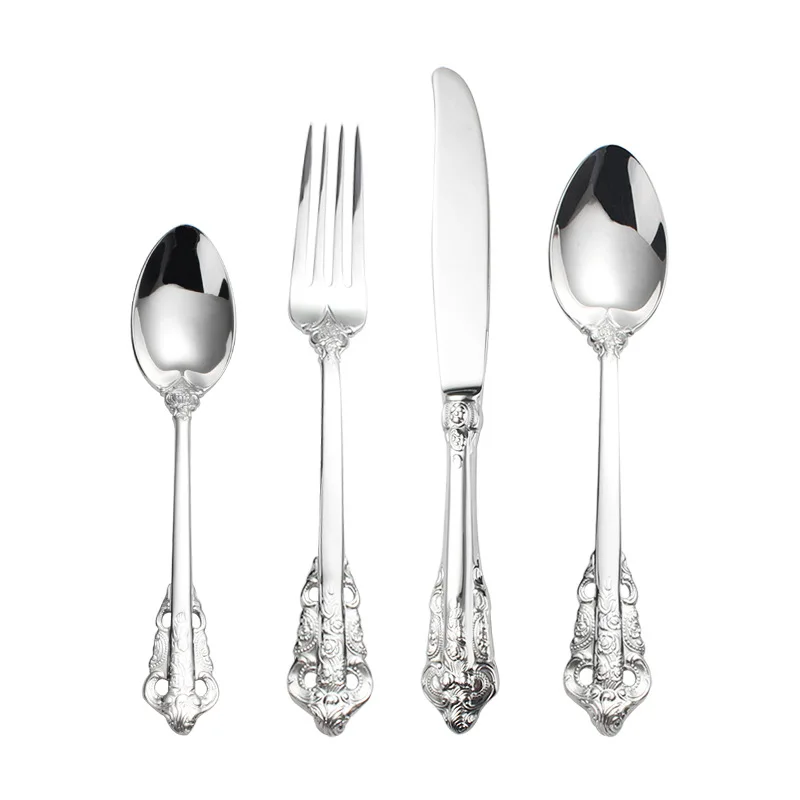 

Luxury Tablewere Dinnerware Set Gold Cutlery Stainless Steel Cutlery 4Pcs Royal Style Fork Spoon Knife Kit Golden Tableware Set