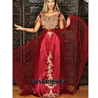 Красный Aixiangsha марокканский кафтан вечернее платье костюм поезд аппликации выпускного вечера из Алжира Costum платье знаменитости De Soiree Свадебная вечеринка