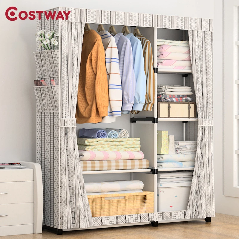 COSTWAY Тканевый шкаф для одежды складной портативный хранения спальни домашняя