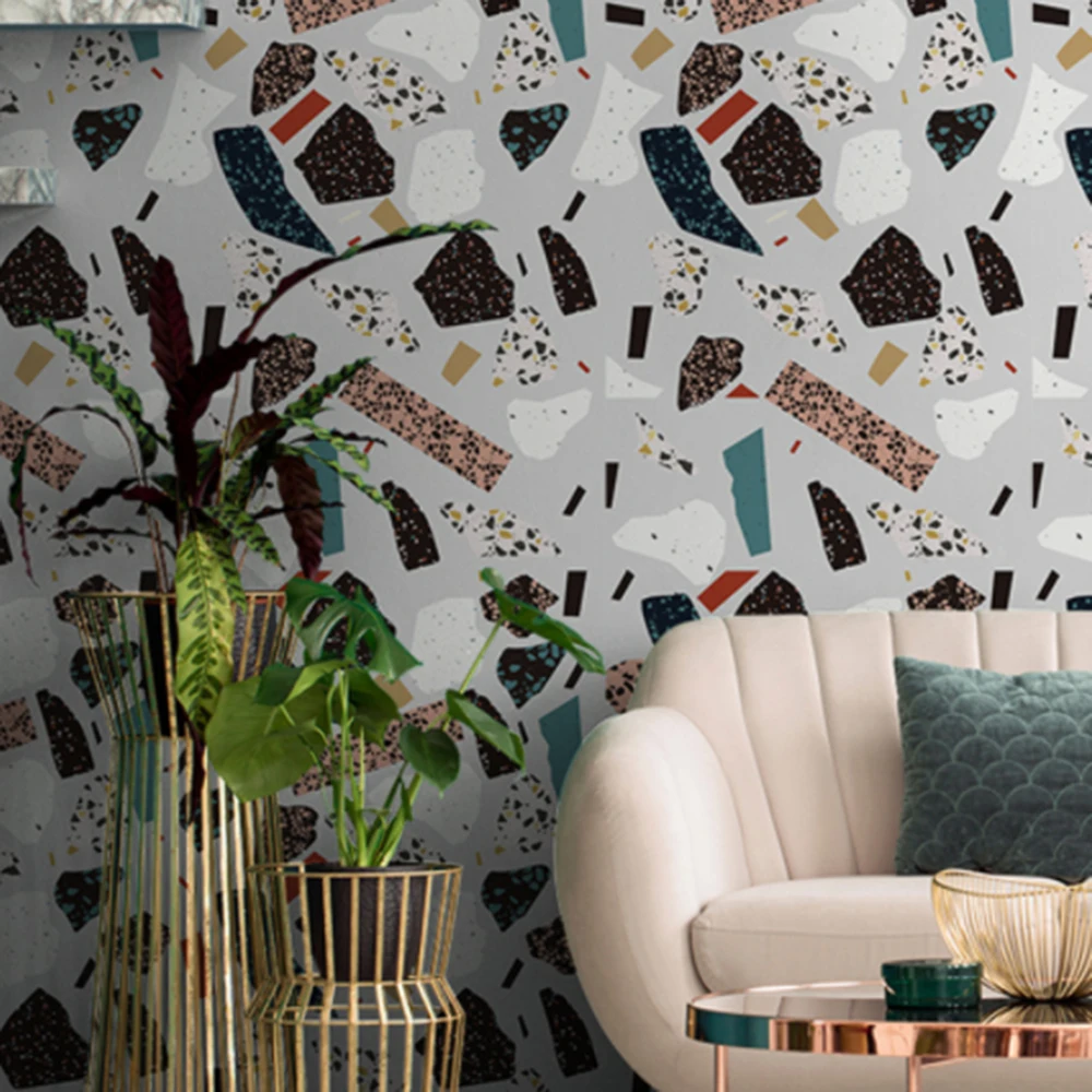 

1PCS High Quality and Luxury Eco-friendly PVC Terrazzo Wallpaper Self-adhesive Living Room Bedroom Kitchen Decoration