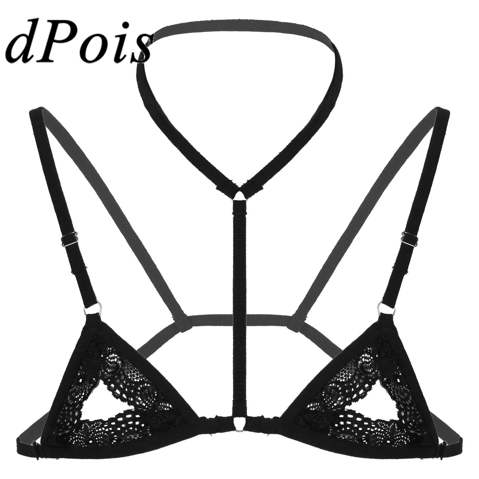 

Men Sissy Sheer Lace Lingerie Exotic Tannks Halter Neck Spaghetti Straps Wire Free Unlined Mini Bra Top Sexy Gay Male Underwear
