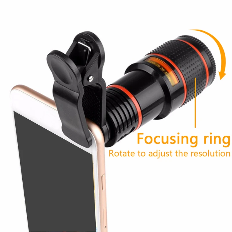 

Mobile Phone Camera Lens 12x Zoom Telephoto Lens External Telescope Lens With Universal Clip for Smartphone # 1
