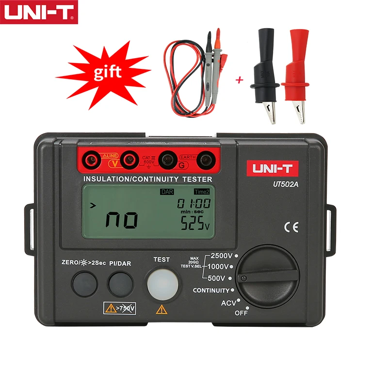 Цифровой мегомметр UT502A тестер сопротивления изоляции UNI T 500 В 30 ~ 2500 измеритель