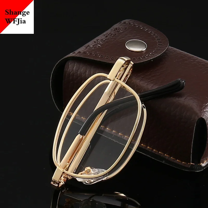 Новый дизайн очки для чтения Мужские Складные маленькие оправа металлические