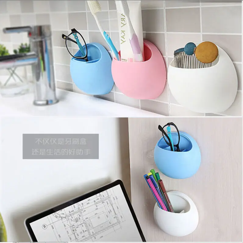 

1pc Bathroom Accessories Useful Plastic Home Bathroom Toothbrush Holder Wall Mount Holder Sucker Suction Cups Organizer