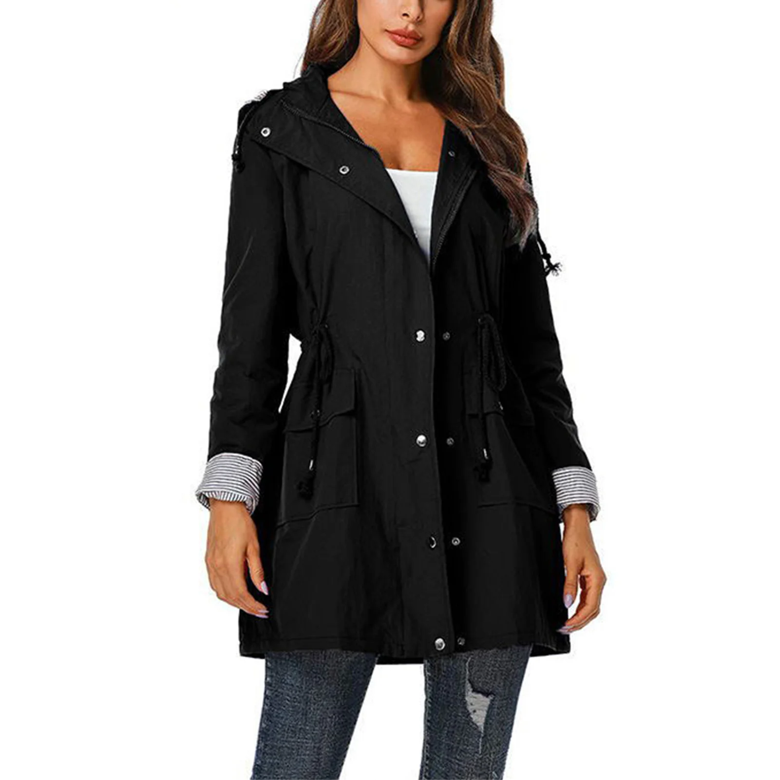 

Женская непромокаемая ветровка, длинная Водонепроницаемая Ветровка-пончо с капюшоном, водоотталкивающая Водоотталкивающая куртка