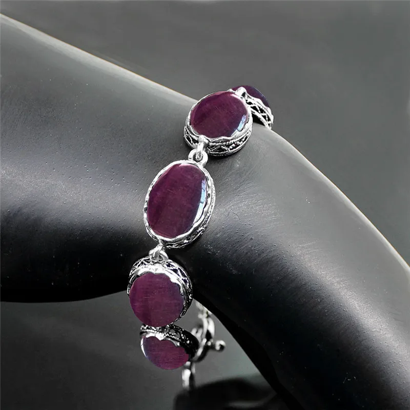 Овальный Дард Красный опал Браслеты для Для женщин цветок из бисера Винтаж