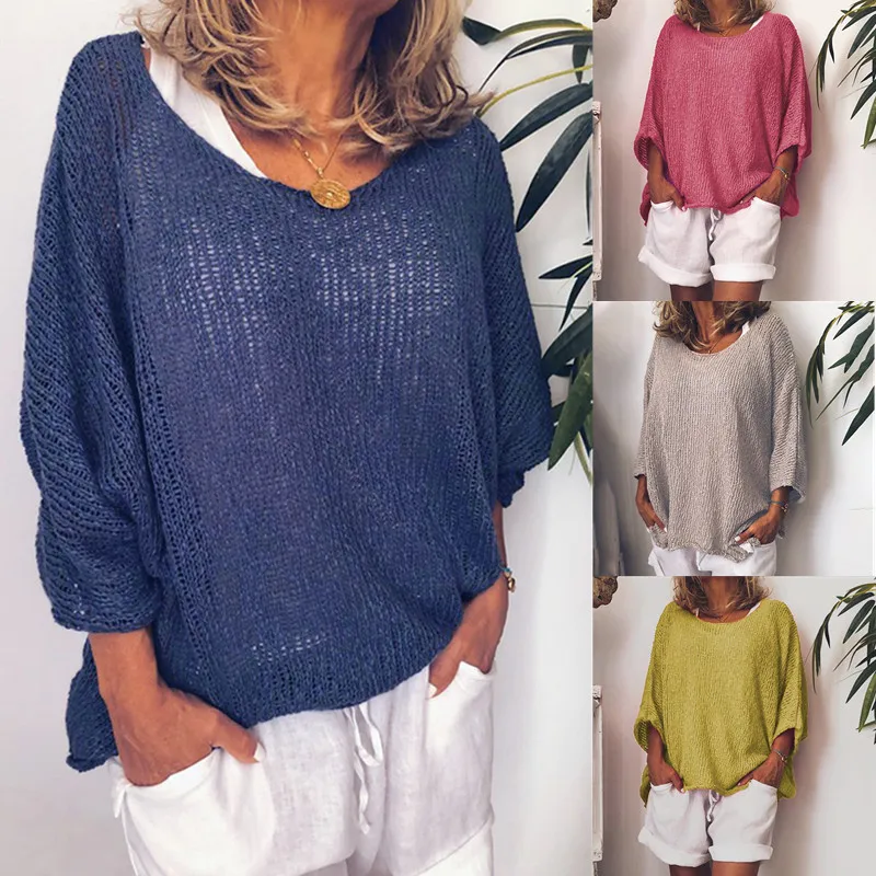 Большие размеры льняная Свободная блузка женская Мода Новые Топы Boho с длинным рукавом и круглым вырезом Женская рубашка размера плюс 4XL 5XL#67