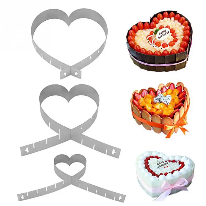 Регулируемое кольцо для Мусса форма торта в форме сердца выпечки из нержавеющей