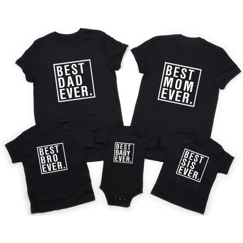 

Футболки с надписью «Best Dad Mom Bro Sis Baby»