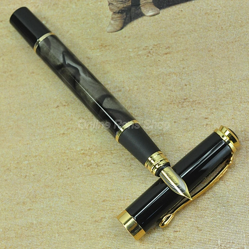 

Jinhao 500 модная металлическая Золотая отделка перьевая ручка со средним наконечником разноцветная ручка для письма в офисе, школе и дома пода...