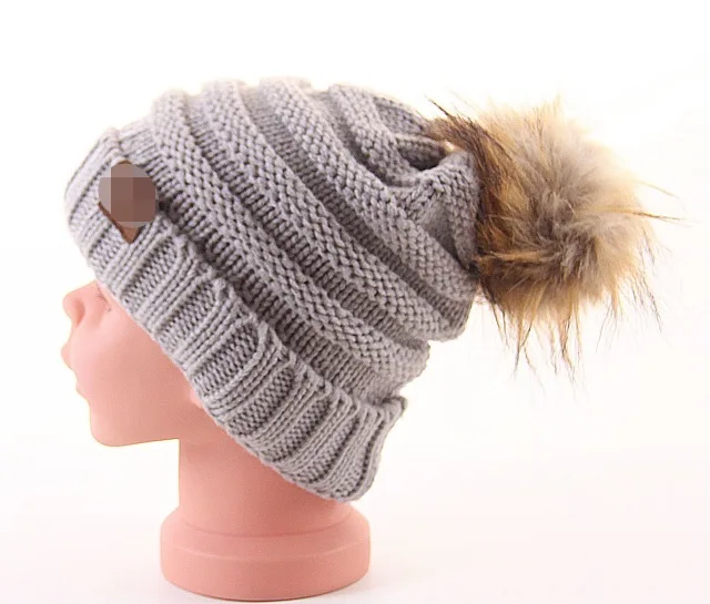 light gray with tag Зимние шапки для детей, теплая шапочка-бини, вязаные шапочки, свободные шапки для девочек, милые вязаные шапочки Skullies для мальчиков, Детская мешковатая шапка s - Цвет: light gray with tag