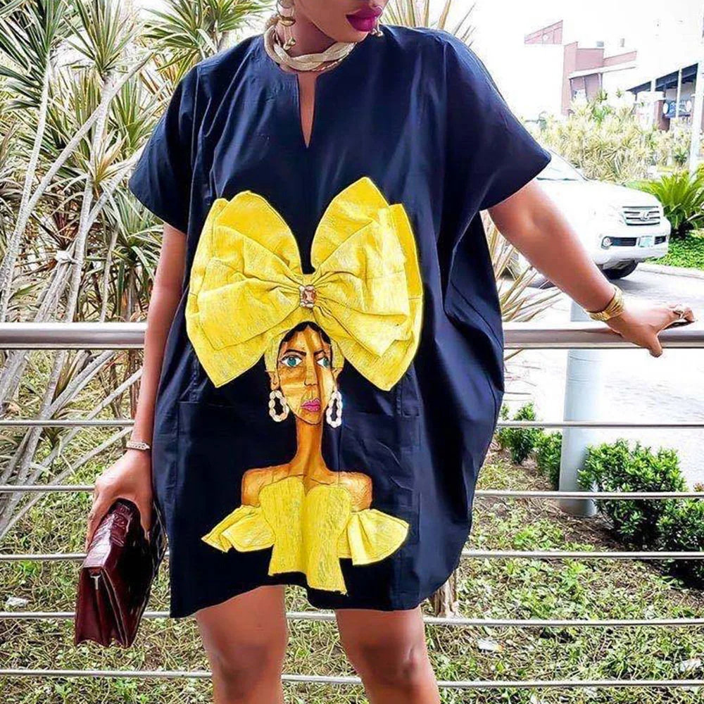 Женское платье с принтом персонажей повседневное модное уличное свободного кроя