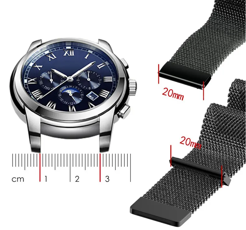 Ремешок 20 мм/22 мм для Huami Amazfit GTS/Bip lite/GTR 42 мм/pace/GTR 47 мм/stratos band milanese loop bracelet smart watch band