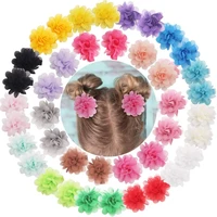 40pcs 2 chiffon flower hair bows fully lined flower tiny hair clips fine hair girls for infants toddlers set of 20 pairs